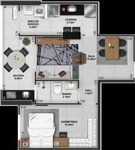 Apartamento à venda com 1 quarto, 51m² - Foto 2