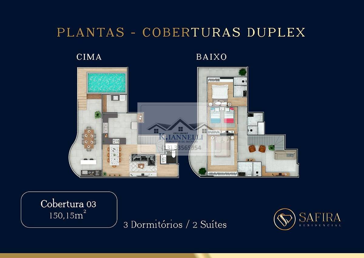 Cobertura, 3 quartos, 179 m² - Foto 2