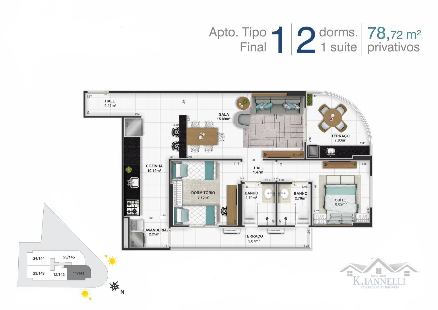 Apartamento à venda com 2 quartos, 79m² - Foto 1