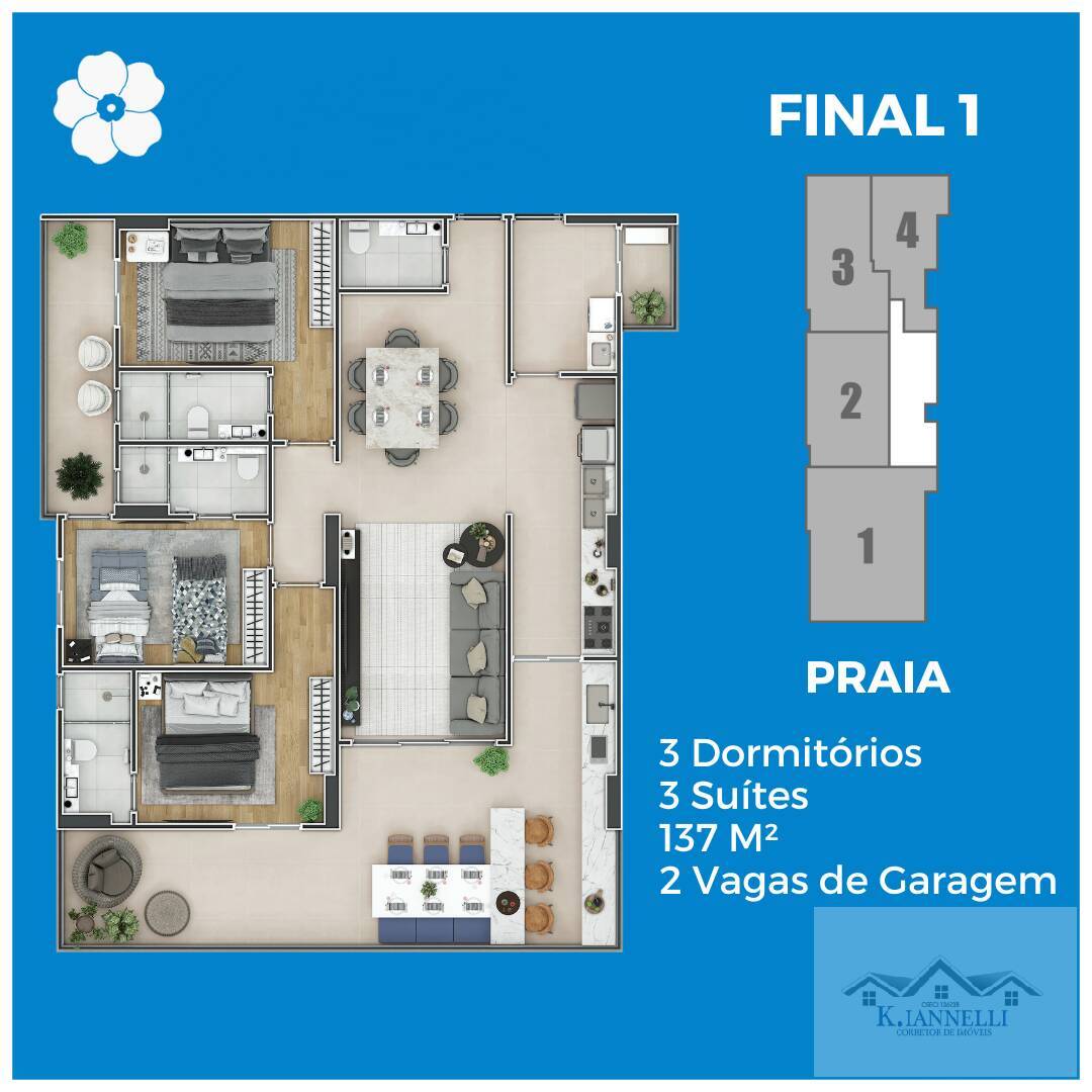 Apartamento à venda com 3 quartos, 136m² - Foto 1