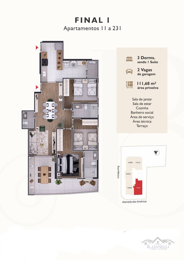 Apartamento à venda com 3 quartos, 111m² - Foto 2