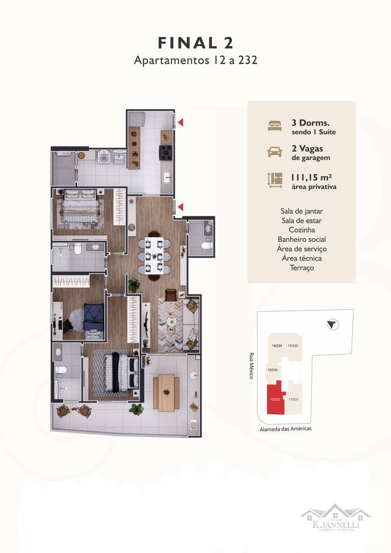 Apartamento à venda com 3 quartos, 111m² - Foto 3