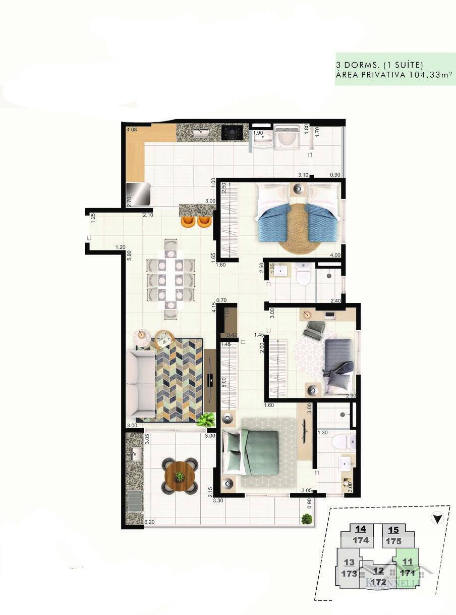 Apartamento à venda com 3 quartos, 100m² - Foto 2