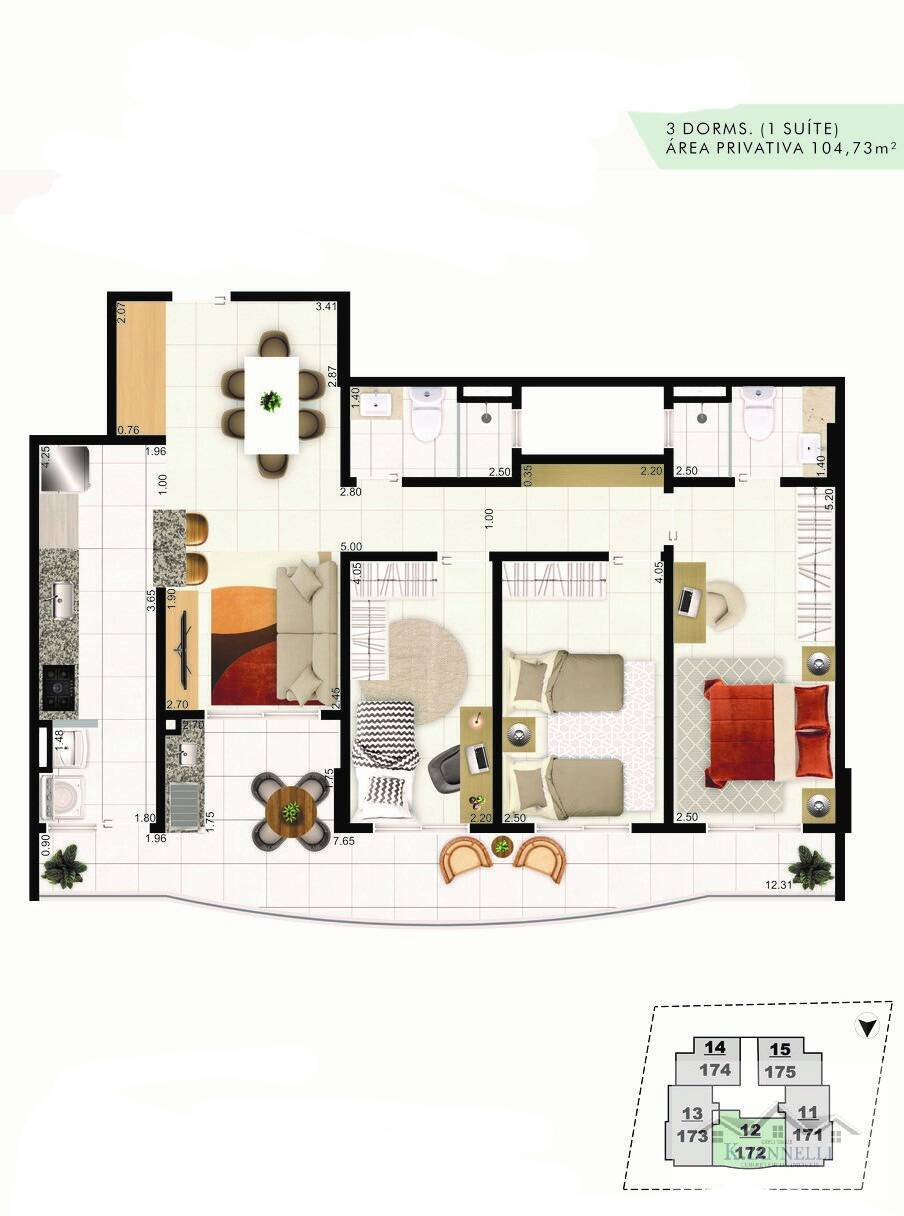 Apartamento à venda com 3 quartos, 100m² - Foto 3