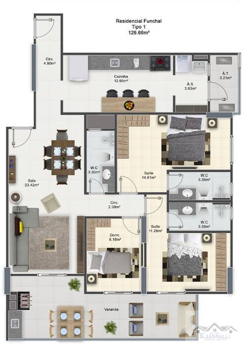 Apartamento à venda com 3 quartos, 126m² - Foto 7