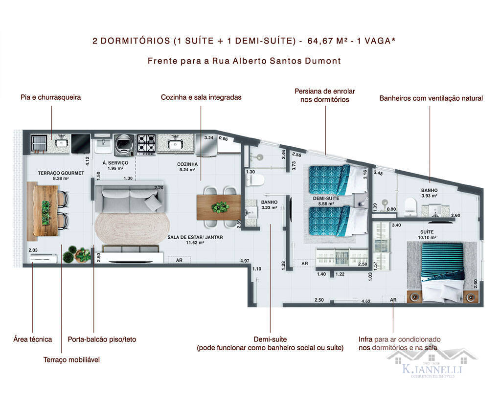 Apartamento à venda com 2 quartos, 68m² - Foto 8